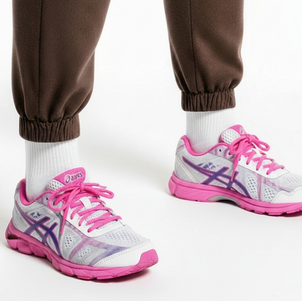 Asics Hot Pink Purple Running Shoes, Sneakers 7.5 T4H6N